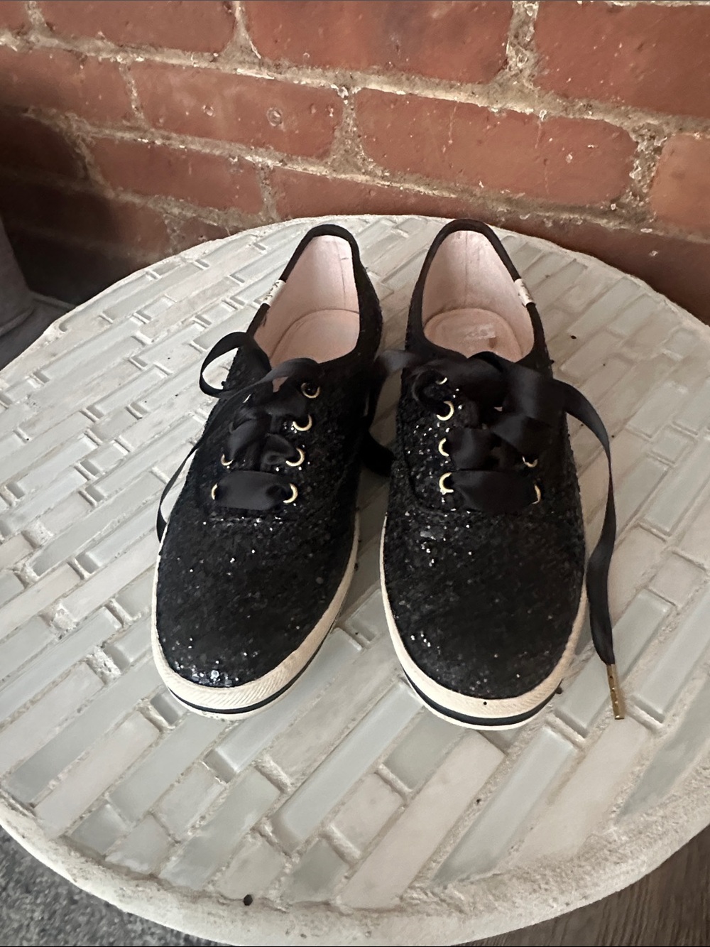 Keds Black Sequin Ribbon-Lace Women's Sneakers